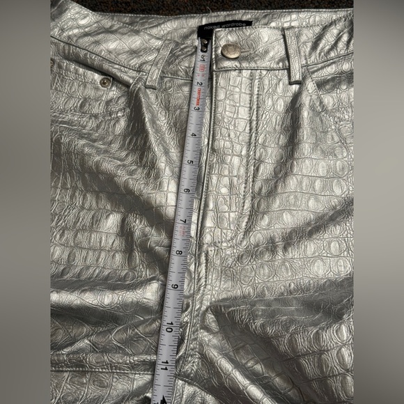 Naked Wardrobe Silver Crocodile Faux Leather Bootcut Pants Size Small - Picture 8 of 11